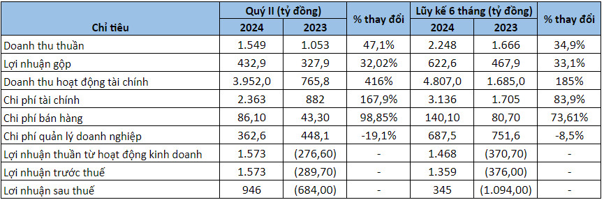 Kết quả kinh doanh Novaland quý II/2024.